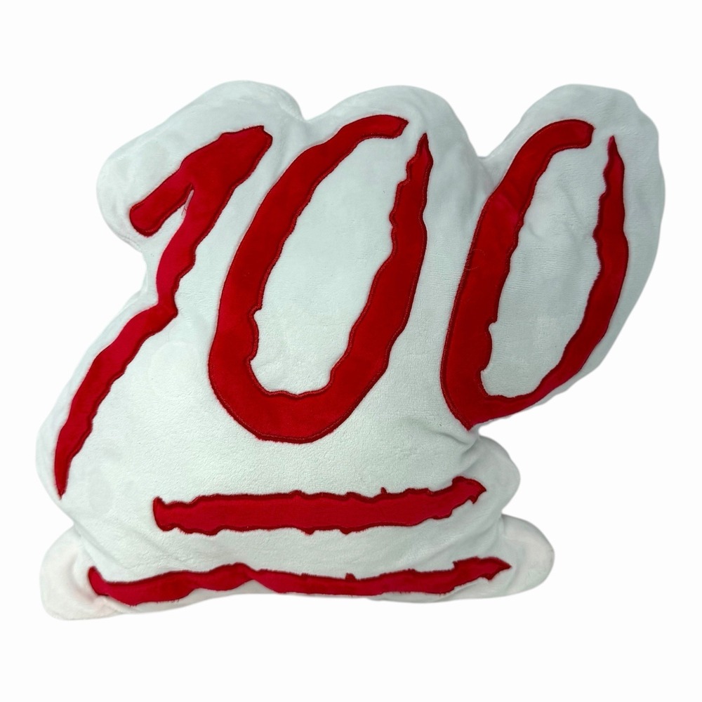 Throwboy 100 Emoji Decorative Pillow White Red‎ Plush Soft Tech Decor 100 Points